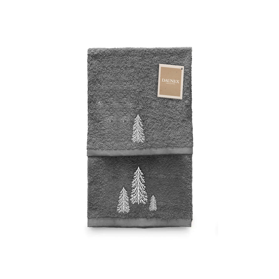 Coppia di asciugamani ricamata Daunex disegno abete - My Store