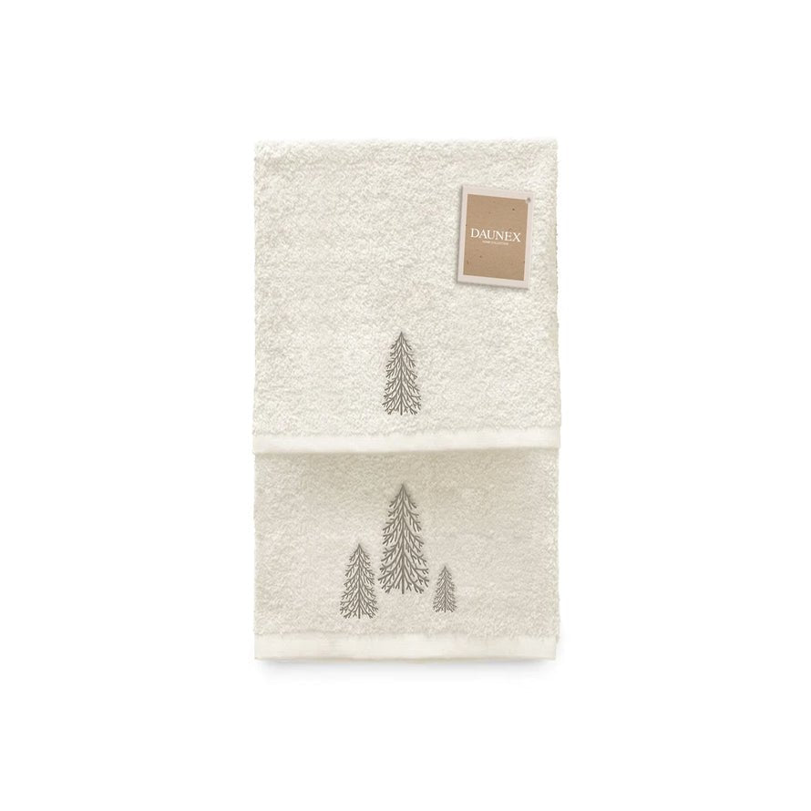 Coppia di asciugamani ricamata Daunex disegno abete - My Store