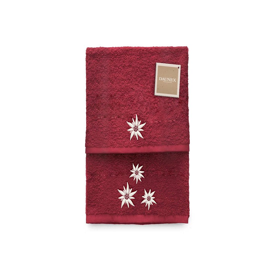 Coppia di asciugamani ricamata Daunex disegno edelweiss - My Store