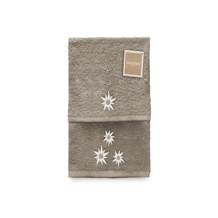 Coppia di asciugamani ricamata Daunex disegno edelweiss - My Store