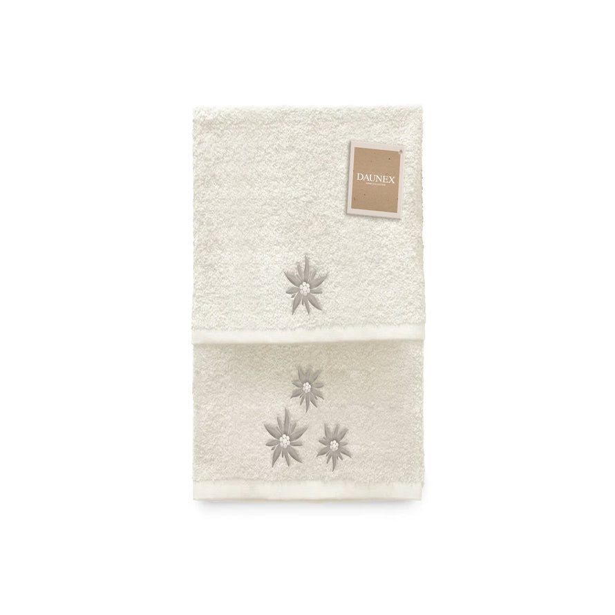 Coppia di asciugamani ricamata Daunex disegno edelweiss - My Store