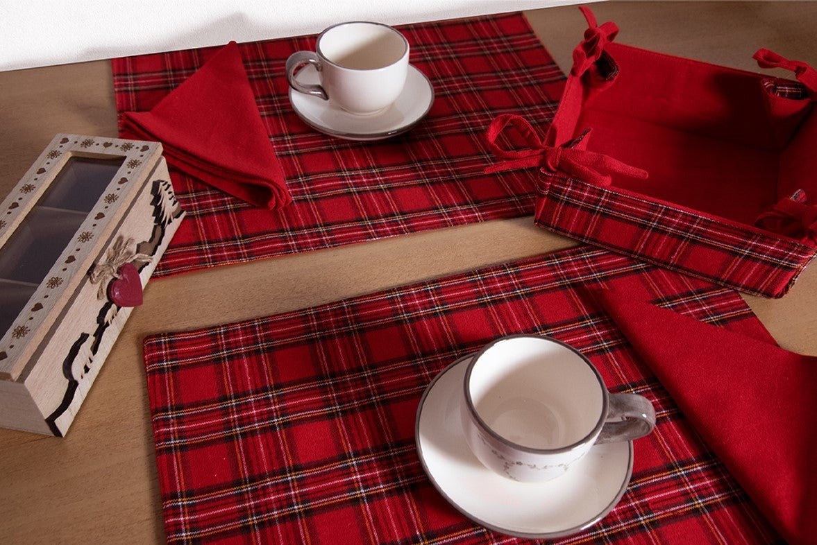 Set americano + tovagliolo tartan Daunex colore rosso - My Store