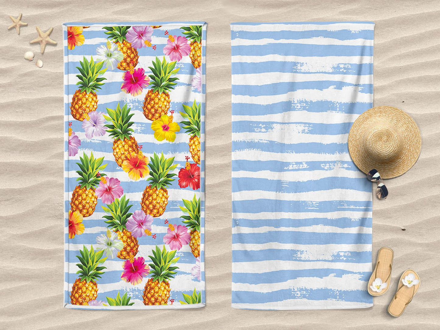 Telo mare doubleface compact dry Daunex misura 90 x 170 cm, hawai - My Store