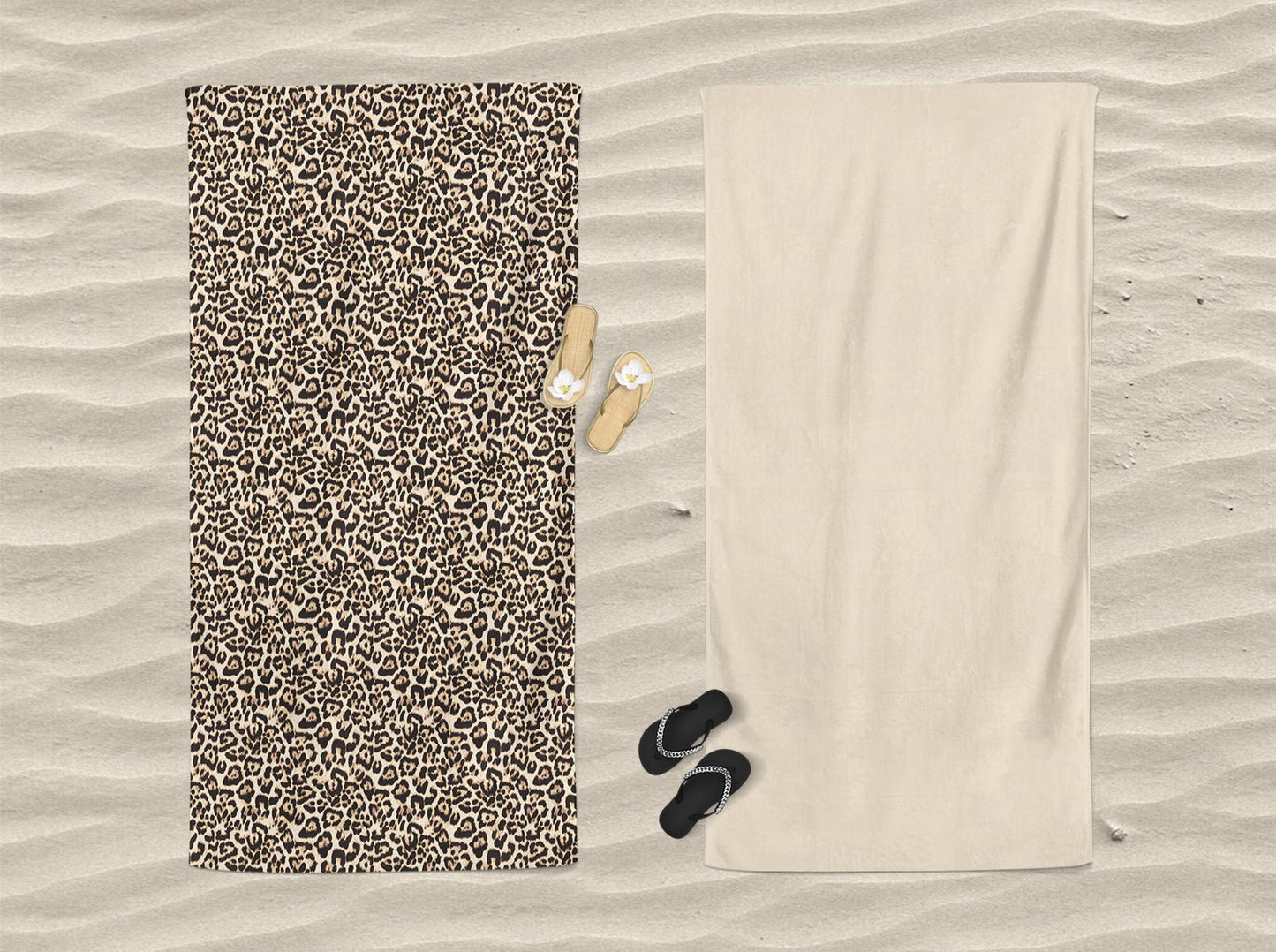 Telo mare doubleface microvelour Daunex misura 100 x 180 cm, leopard - My Store