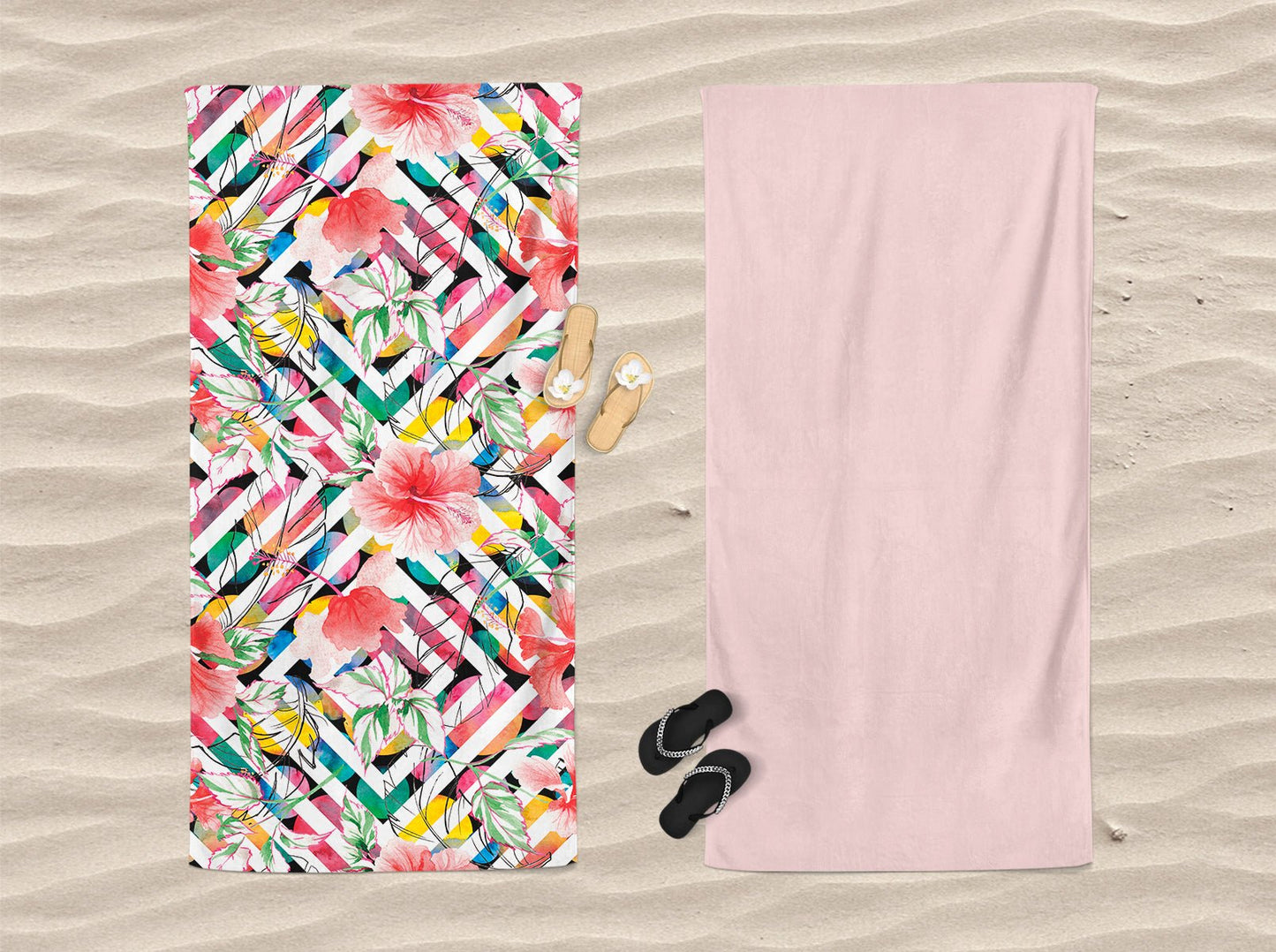 Telo mare doubleface microvelour Daunex misura 100 x 180 cm tropicana - My Store