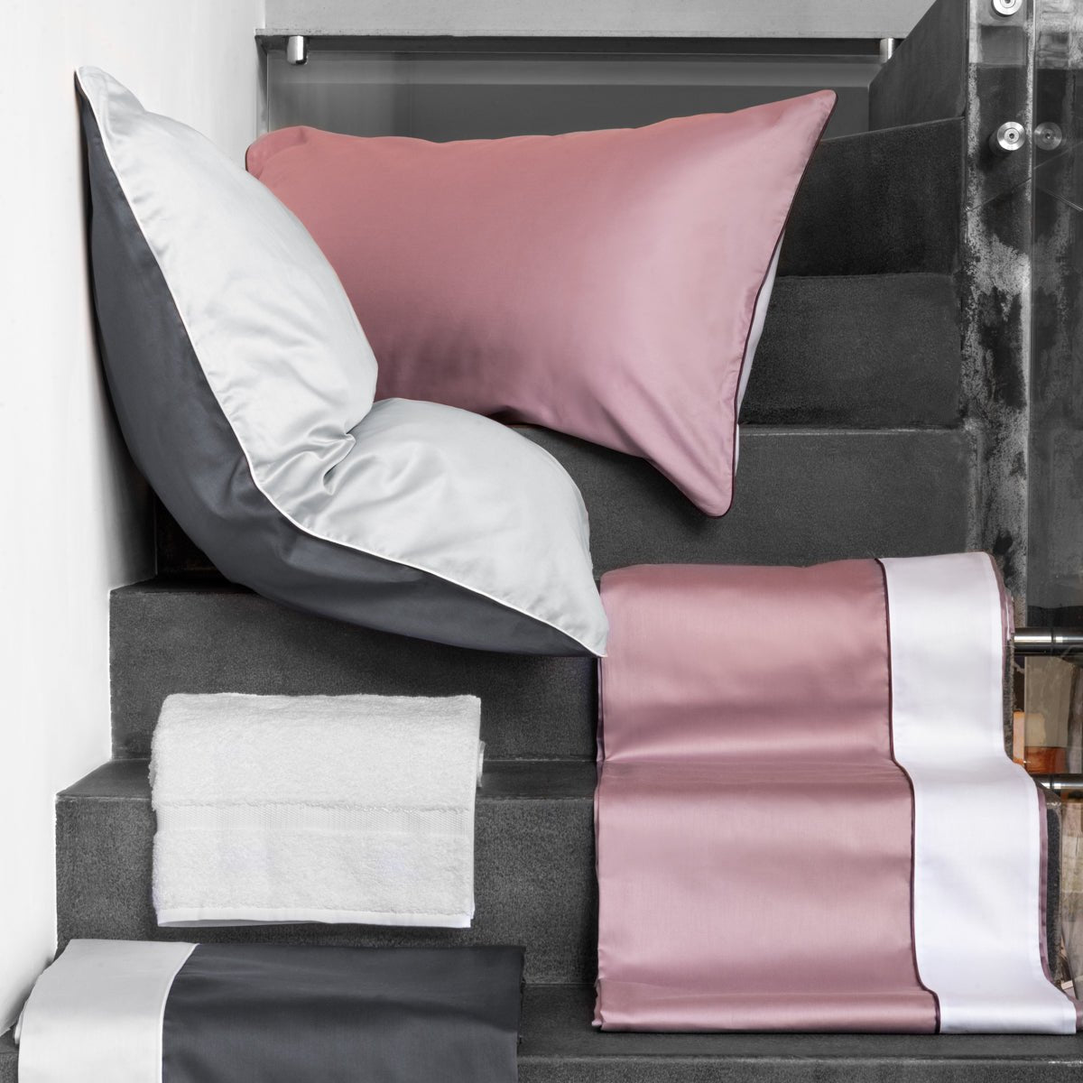 Completo lenzuola matrimoniale in raso di puro cotone, satin finesse - CoCo's Home