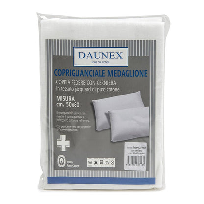 Coppia copriguanciale in cotone Daunex medaglione con cerniera - My Store