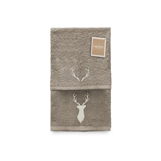 Coppia di asciugamani ricamata Daunex disegno cervo - My Store