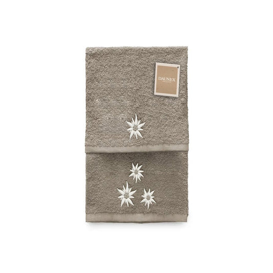 Coppia di asciugamani ricamata Daunex disegno edelweiss - My Store