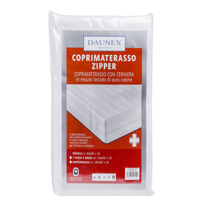 Coprimaterasso in puro cotone Daunex fasciato zipper con cerniera - My Store