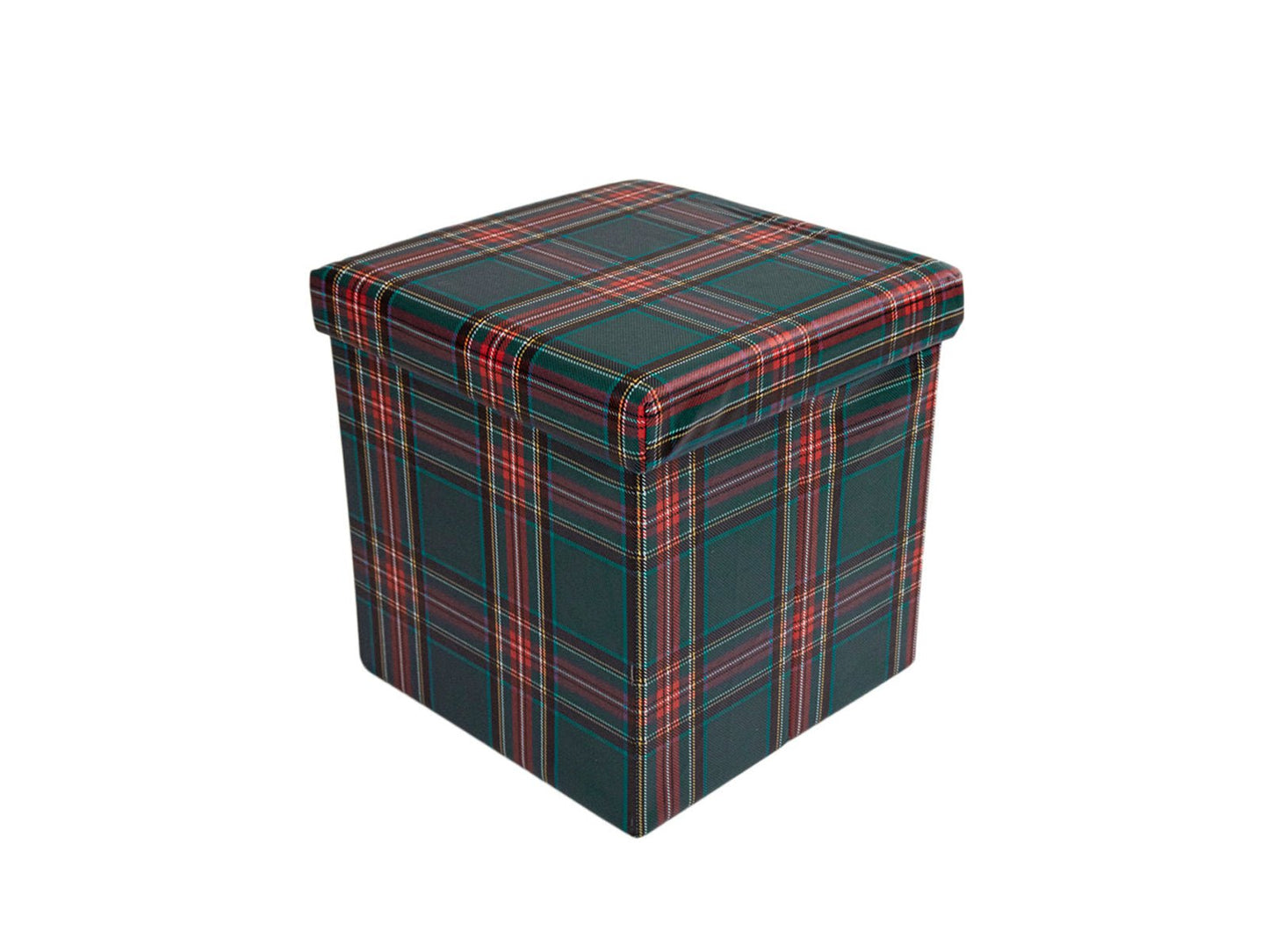 Pouf contenitore in similpelle, tartan - My Store