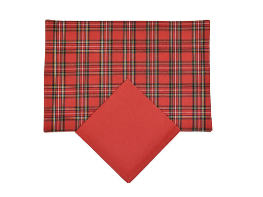 Set americano + tovagliolo tartan Daunex colore rosso - My Store