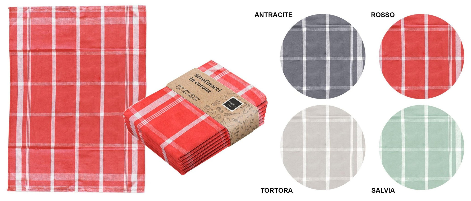 Strofinaccio in cotone egiziano quadro Daunex misura 50 x 70 cm - My Store