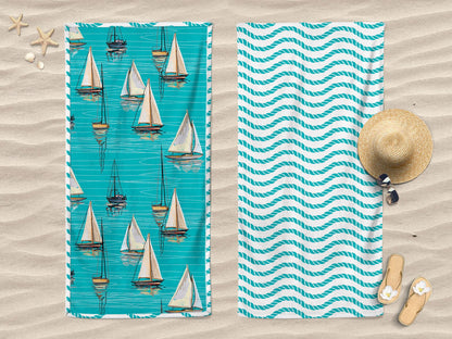 Telo mare doubleface compact dry Daunex misura 90 x 170 cm, regata - My Store