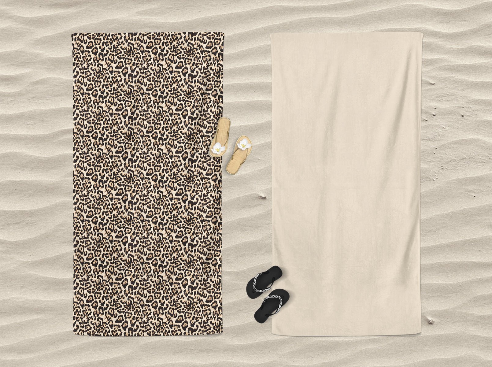 Telo mare doubleface microvelour Daunex misura 100 x 180 cm, leopard - My Store