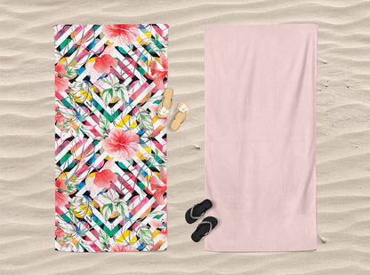 Telo mare doubleface microvelour Daunex misura 100 x 180 cm tropicana - My Store