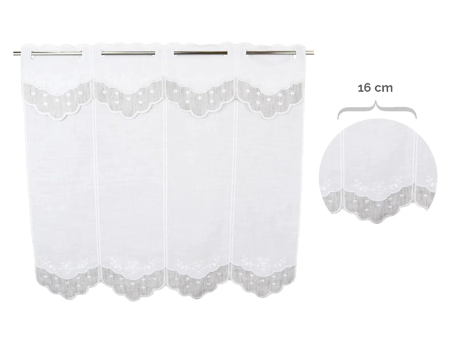 Tenda ricamata in stile tirolese badia colore grezzo - My Store