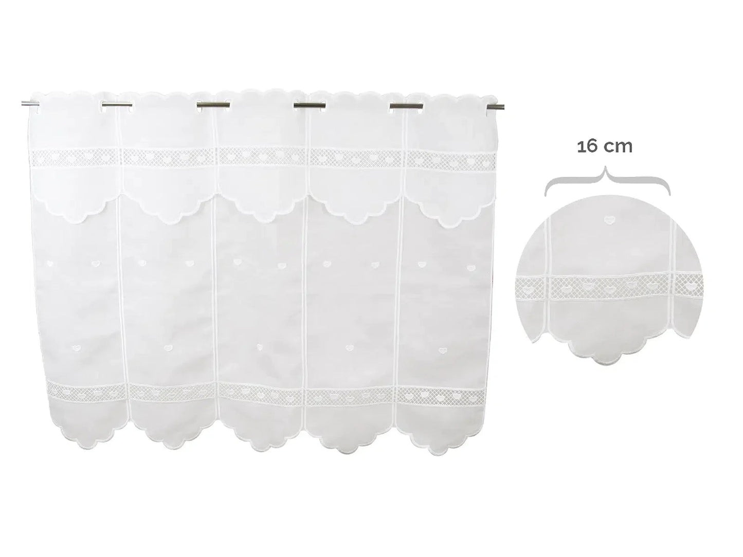 Tenda ricamata in stile tirolese cuoricino - My Store