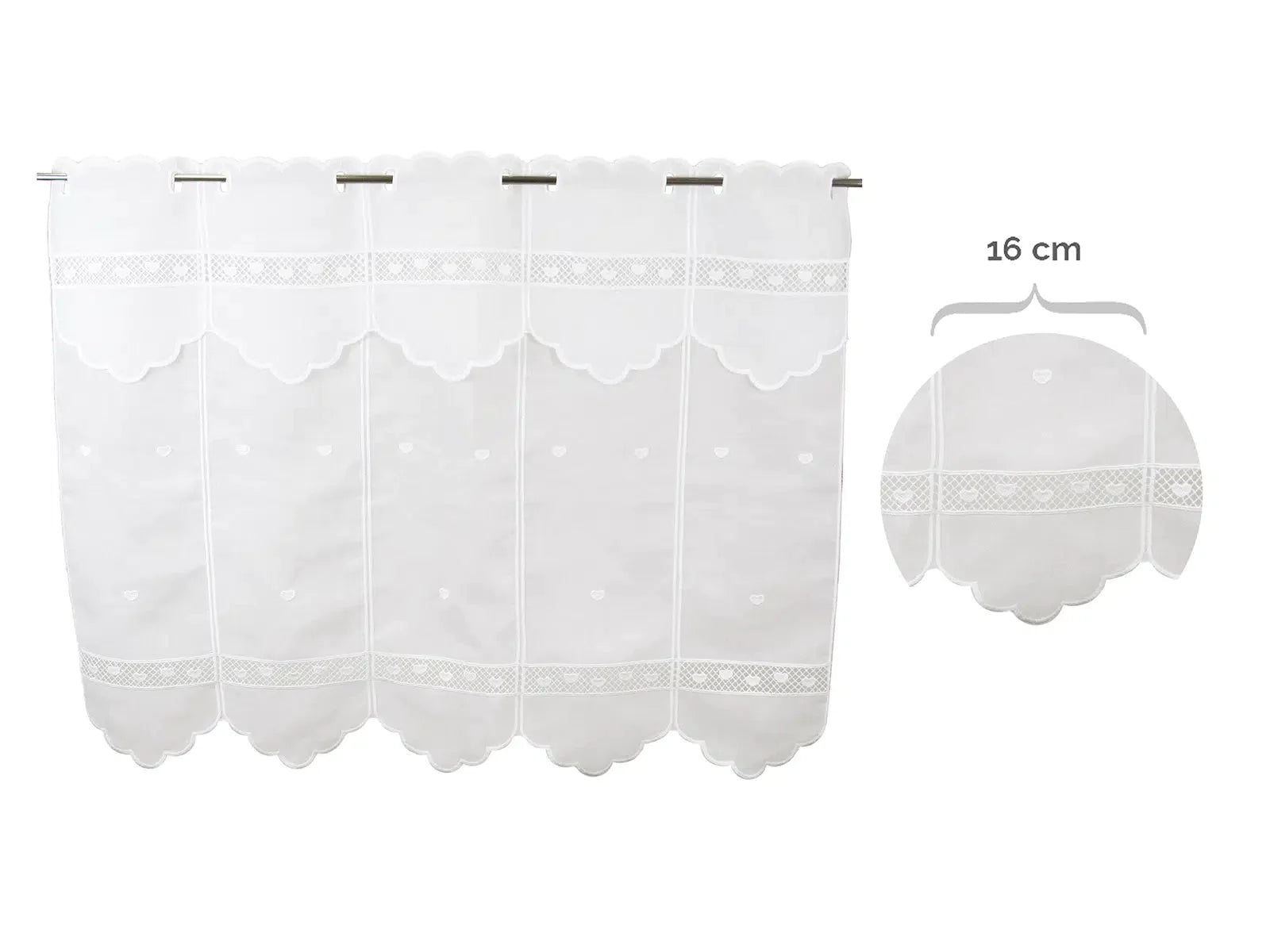Tenda ricamata in stile tirolese cuoricino - My Store