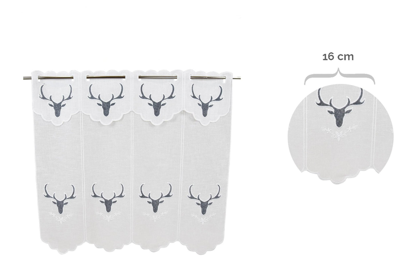 Tenda ricamata in stile tirolese deer colore grigio - My Store
