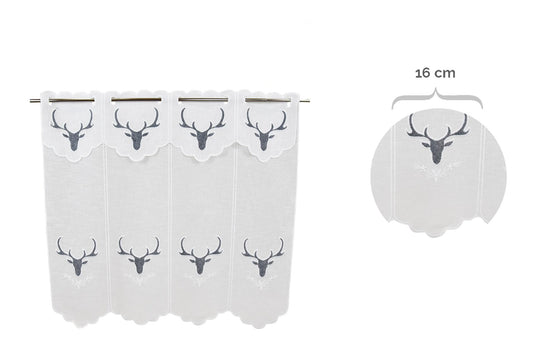 Tenda ricamata in stile tirolese deer colore grigio - My Store
