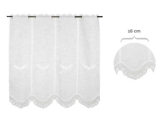 Tenda ricamata in stile tirolese fiore onda colore naturale - My Store