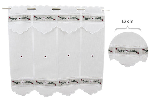 Tenda ricamata in stile tirolese ghirlanda colore rosso - My Store