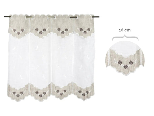 Tenda ricamata in stile tirolese margherita colore corda - marrone - My Store
