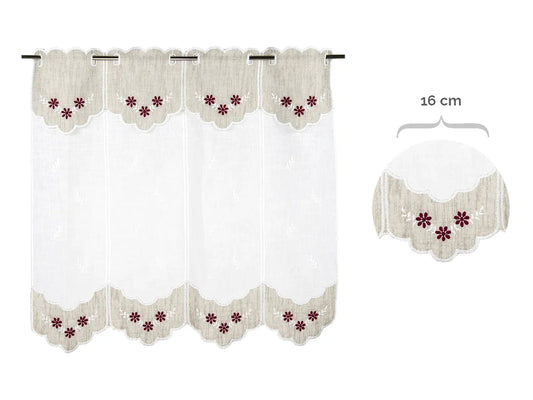 Tenda ricamata in stile tirolese margherita colore corda - rosso - My Store