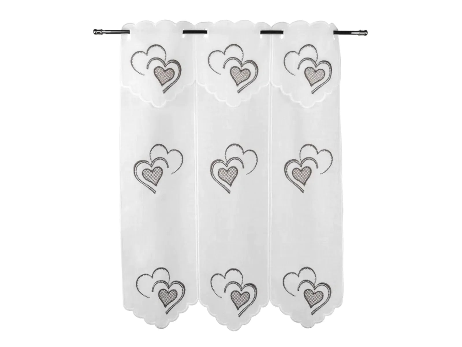 Tenda ricamata in stile tirolese mezzo cuore colore tortora - My Store