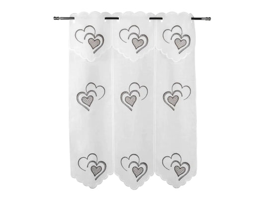 Tenda ricamata in stile tirolese mezzo cuore colore tortora - My Store