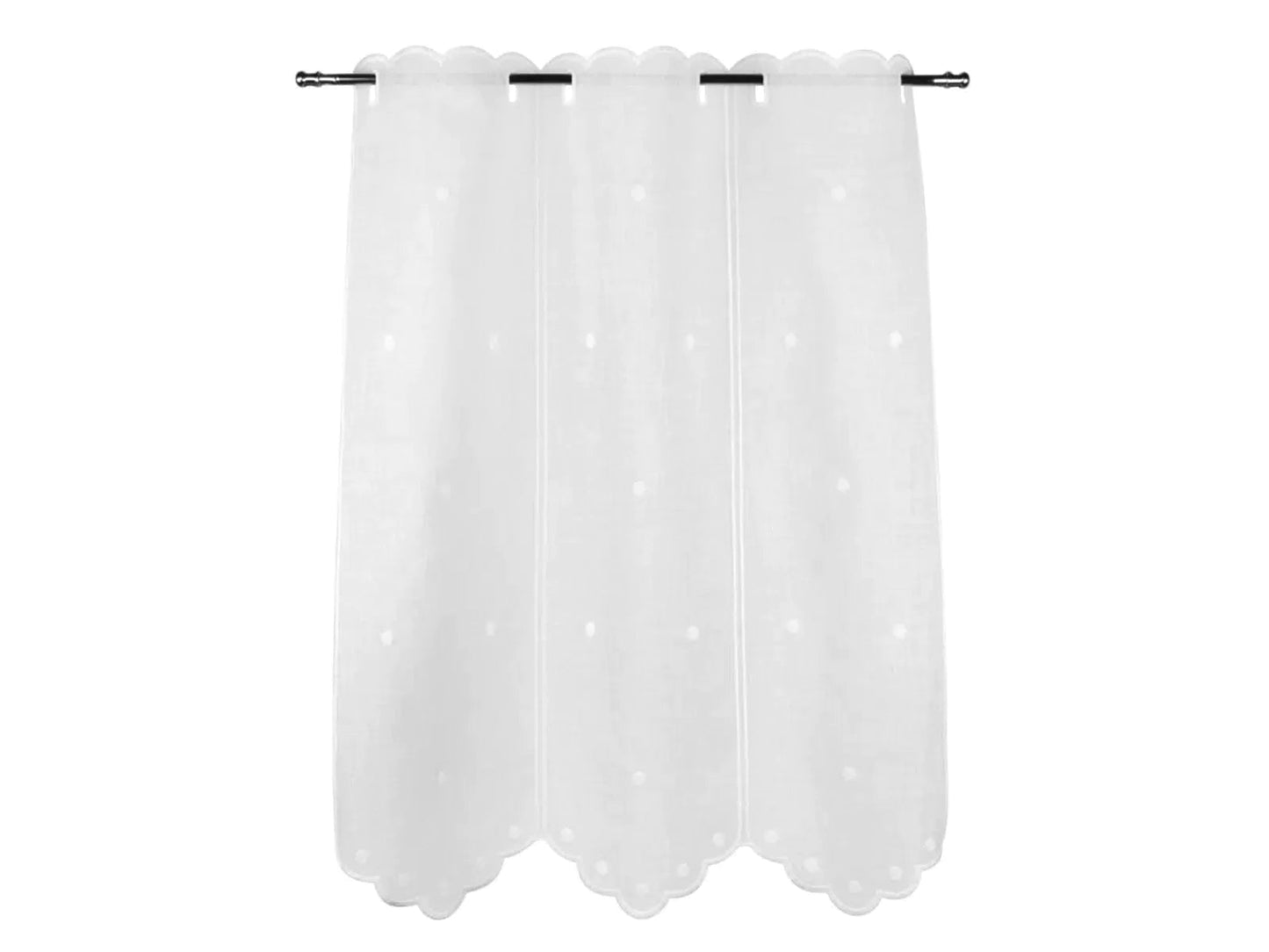 Tenda ricamata in stile tirolese pois colore naturale - My Store