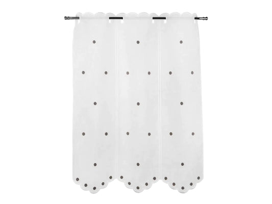 Tenda ricamata in stile tirolese pois colore tortora - My Store