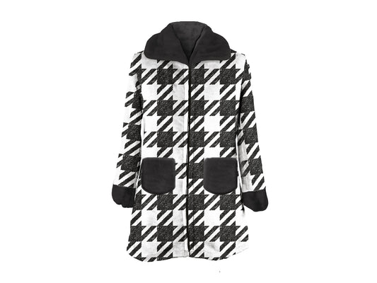 Vestaglia in flannel Daunex pied de poule colore bianco - nero - My Store