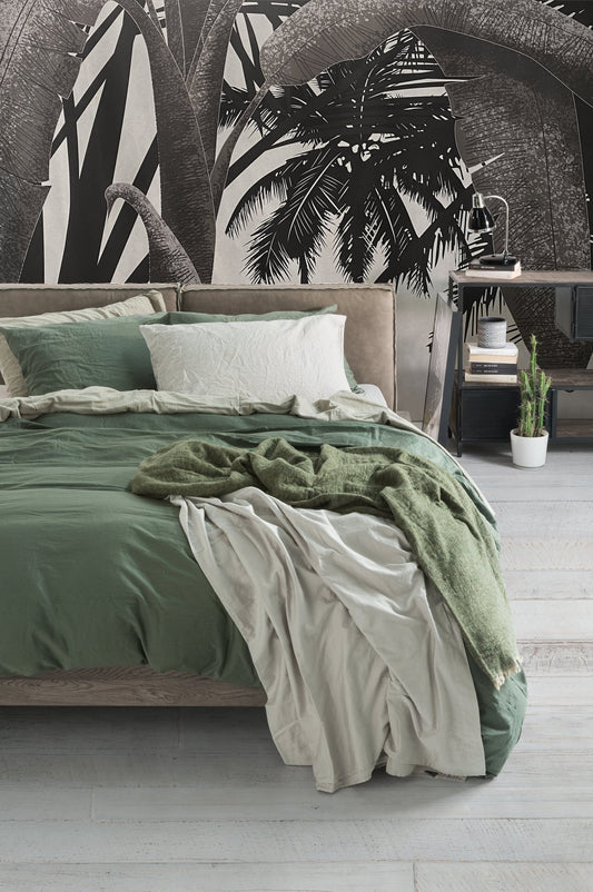Completo lenzuola in raso stone - washed effetto no stiro, block 58 - CoCo's Home